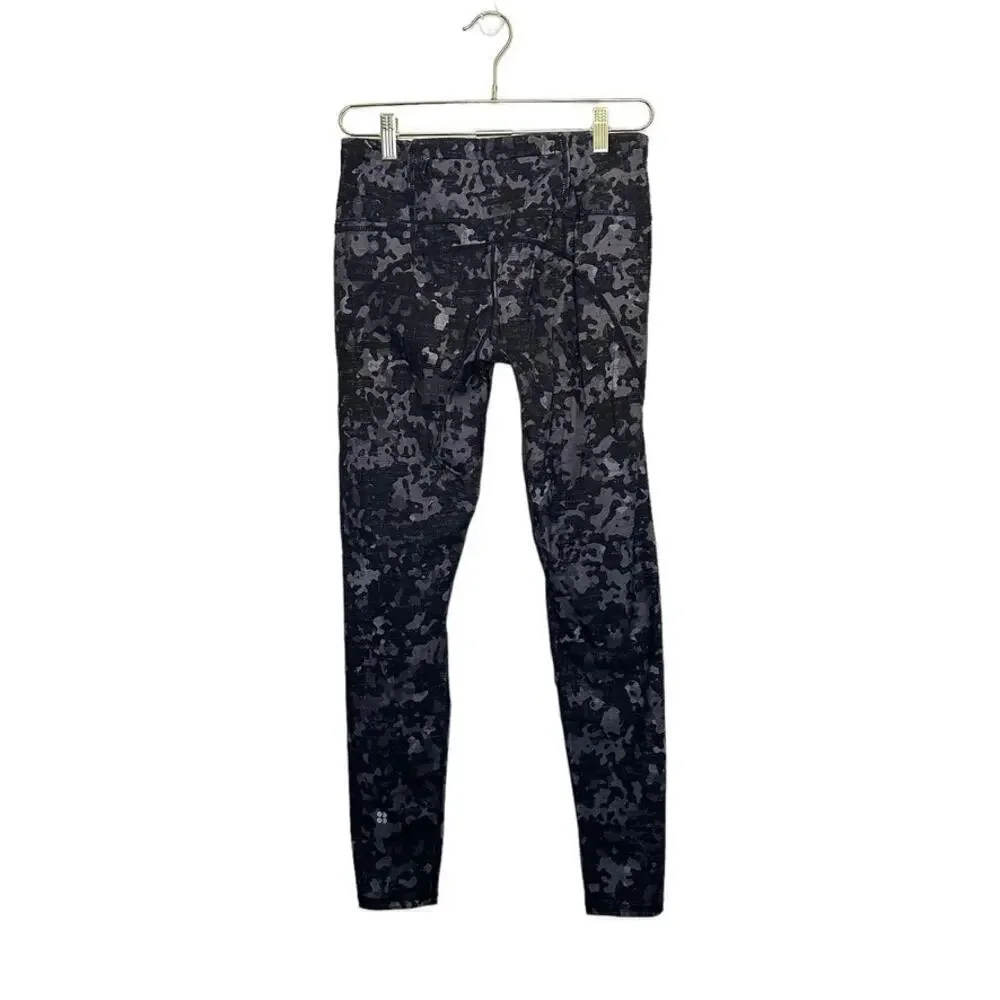 Lululemon Wunder Under Crop Star Crushed Coal Black Women's 4 Stretch‎ Gym Yoga